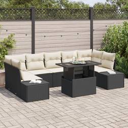 vidaXL 8 Delers Have Sofa Sæt med Puder Sort Poly Rattan Loungesæt