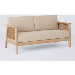John Lewis Woven Rattan Panel Acacia Wood 2-Seater Garden Natural Outdoor Sofa