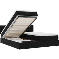 vidaXL Ottoman Bed Met Matrassen En LED's 200x200 cm Fluweel Zwart