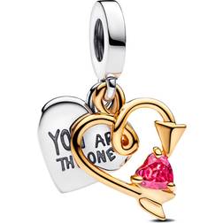 Pandora Hjerte & Pil Charm - Sølv/Forgyldt Metalblanding