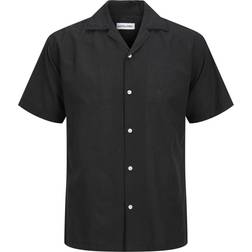 Jack & Jones Revere Collar Linen Shirt Black