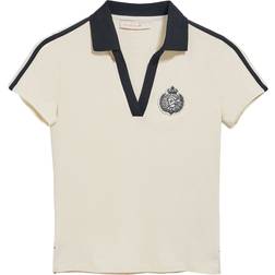 Polo Club Poloshirt Ecru Ohne Knöpfe Mit Nautik-Motiv - Beige/Schwarz