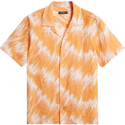 J.Lindeberg Elio Linen Printed Shirt - Orange