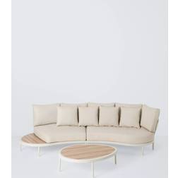 John Lewis Lozenge 4-Seater Modular Curved Garden Sofa & Coffee Table Cream Outdoor Lounge Set