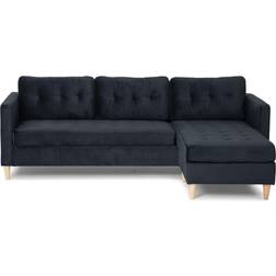 Ebuy24 Marino AB3 Chaiselongsofa Højre Eller Venstrevendt I Fløjl Sort Sofa 219cm 3 personers