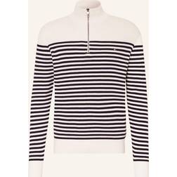 Tommy Hilfiger Racking Structure Zip Mock - Ivory Petal/Desert Sky
