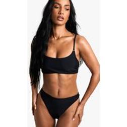 boohoo Womens Swimwear Essentials Crop Bikini Top - Black