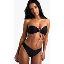 boohoo Womens Swimwear Essentials Multiway Bandeau Bikini Top - Black