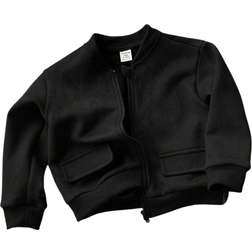 Shein Unisex Baby Black Bomber Jacket Soft Suede Fabric Casual Pockets Design Suitable For Outings