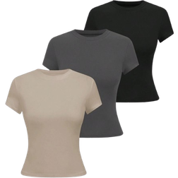 Shein Women's Casual Solid Color Crew Neck Short Sleeve T-Shirt, Summer