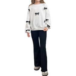 Shein Warm Thermal Lined Butterfly Sweatshirt and Flare Leg Pants Set - Autumn/Winter
