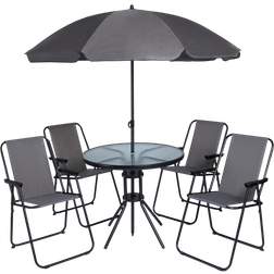 OHS 6-Piece - Charcoal - Grey Patio Dining Set, 1 Table incl. 4 Chairs