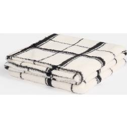 OHS Oakley Grid Check Teddy Blankets White, Black (200x150cm)