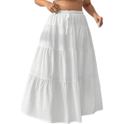 Shein Plus Casual Long White Skirt Autumn