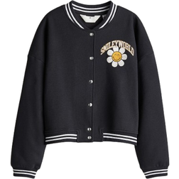 H&M Pige Grå Printed Sweatshirt Baseball Jacket - Grå