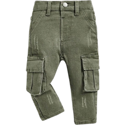 Shein Baby Boys Casual Midwaist Loose Straight Leg Denim Cargo Pants