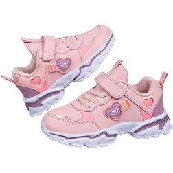 Shein Girls' Sports Shoes, Leather Waterproof And Lightweight Running Shoes With Soft Sole