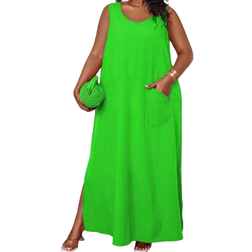 Shein Plus Women Plain Sleeveless Casual Dress