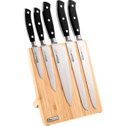 Procook 5 Piece Knife Set and Magnetic Block Bread Knife, Carving Knife, Utility Knife, Cooks Knife, Paring Knife