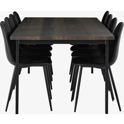 Ellos Matgrupp Ritha Med Bord 220 x 100 cm 8 Stolar Konstläder Svart Bordsgrupp 100x220cm 9st