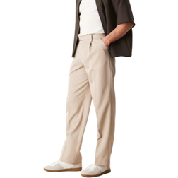 ASOS DESIGN Smart Wide Leg Trousers With Front Pleat - Stone