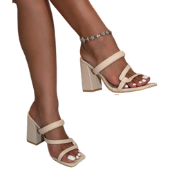 Shein Women Apricot Color High Heels Sandals Apricot Color High Heels Women Beige Mules Beige Chunky Heel Slippers For Party Apricot Color Mules Beige High