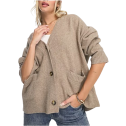 Monki Strikket Cardigan Med Knapper Foran - Brun