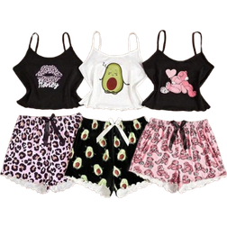 Shein Stück/Set Cartoon Muster Unterhemd & Shorts Pyjama Set