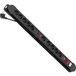 Maclean Power strip Energy surge protector 10 sockets 1.5m black (mce10)