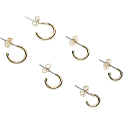 Pieces Pakke med par små og store hverdags-hoop-øreringe med karat guldbelægning