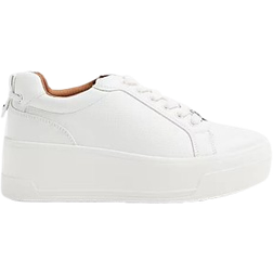 River Island Womens White Wide Fit Platform Lace Up Trainers Wide Fit