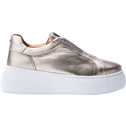 Moda In Pelle Aneeba Gold Metallic Leather Slip On Trainers 40