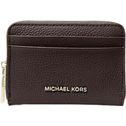 Michael Kors Jet Set Pebbled Leather Zip-Around Card Case - Brown