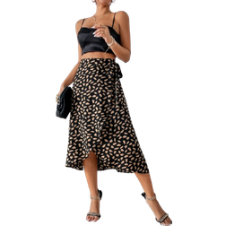 Shein All Over Print Tie Side Wrap Skirt