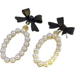 Shein Bow & Faux Pearl Decor Drop Earrings