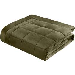 Catherine Lansfield Kingsley Matt Velvet Quilted Bedspread - One Size Bedspread Green (220x220cm)