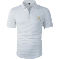 Shein Men'S Short Sleeve Polo Shirt With Letter & Crown Pattern
