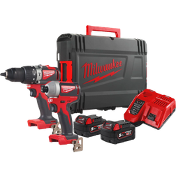 Milwaukee Pack 2 outils BRUSHLESS perceuse à percussion visseuse à chocs 1/4" 18 V Li-Ion 5.0 Ah M18 BLPP2A2-502X