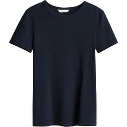 H&M Ribbed T-shirt - Navy Blue