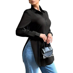 Shein Solid Color Split Hem Relax Fit Casual Shirt