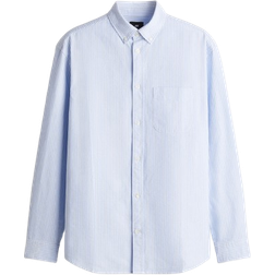 H&M Regular Fit Oxford Shirt - Light Blue/Striped