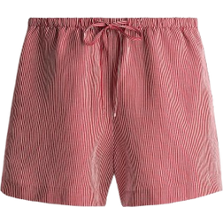 H&M Linen Blend Drawstring Shorts - Red/Striped