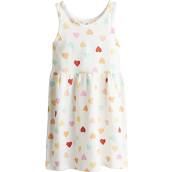 H&M Cotton Dress With Printed Pattern - White/Hearts (1157735104)