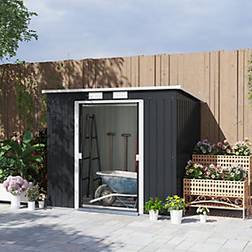 OutSunny Metal Garden Storage Shed 7 x 4ft Dark Grey (Building Area )