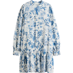 H&M Patterned Viscose Dress - White/Blue Floral