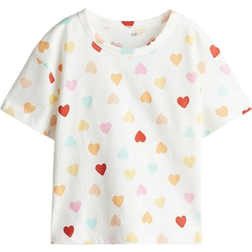 H&M Girls Printed Jersey Top - White
