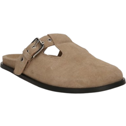 Topshop Annie Leather Buckle Clog - Taupe
