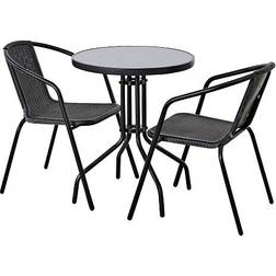 Brighton Cafesæt med 2 Ø60 cm Sort Cafésæt, 1 borde inkl. 2 stole