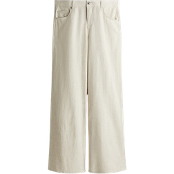 H&M Wide Linen-Blend Trousers - Beige