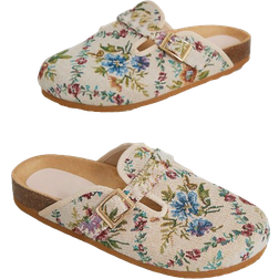 Shein Trendy Floral Print Round Toe Cork Clogs